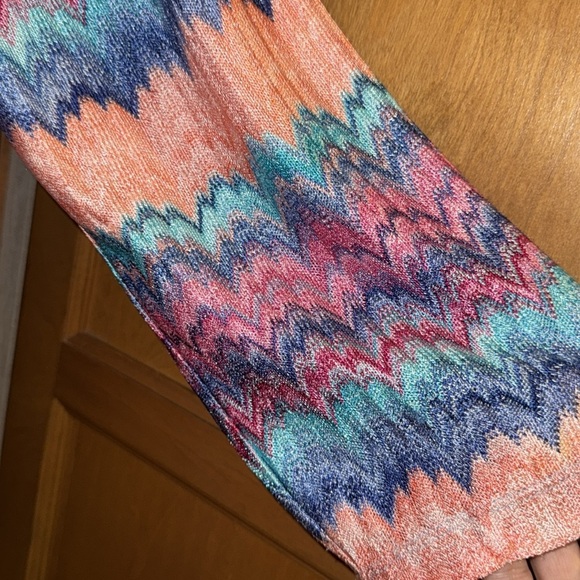 Colorful Zigzag Patterned Colorful Open Front Cardigan Size 1X New - Picture 3 of 4